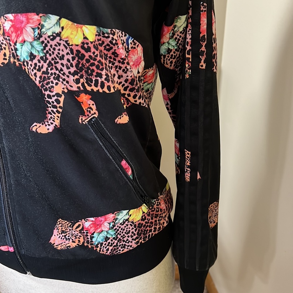 adidas Black Floral Leopard Bomber Jacket - Picture 7 of 11